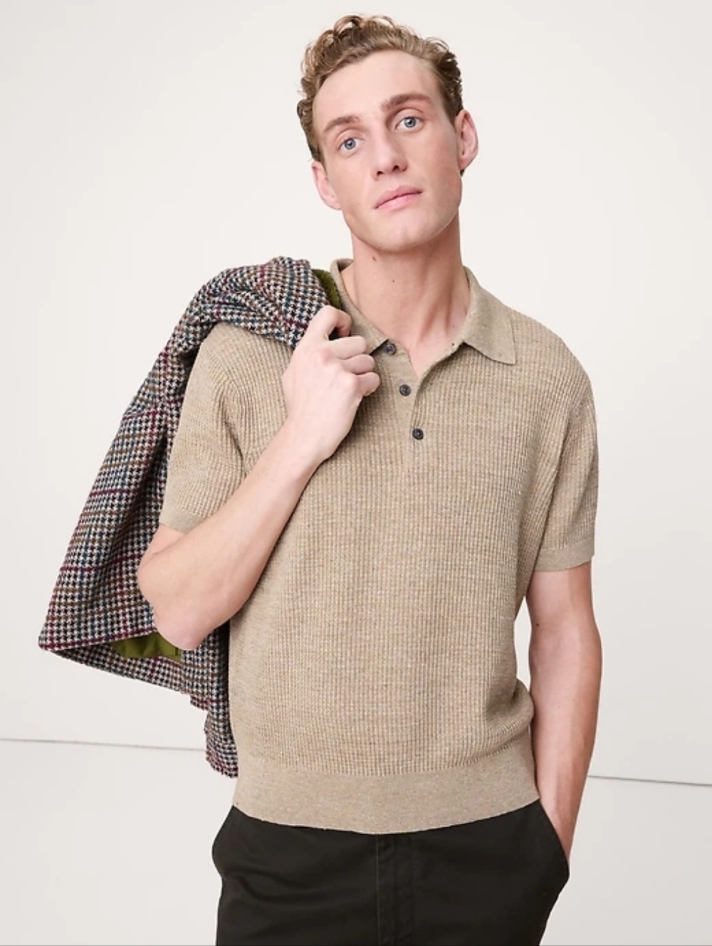 NWT Banana Republic Men's Short-Sleeve Polo in Tan